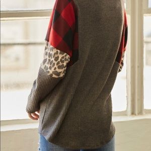 Animal and plaid print shirt